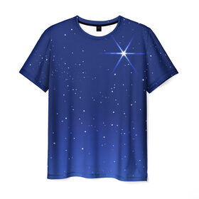 Мужская футболка 3D с принтом Звезда пленительного счастья в Петрозаводске, 100% полиэфир | прямой крой, круглый вырез горловины, длина до линии бедер | блеск | галактика | звёзды | космос | лучи | небо | ночь