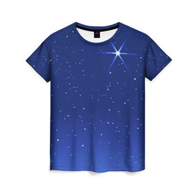 Женская футболка 3D с принтом Звезда пленительного счастья в Петрозаводске, 100% полиэфир ( синтетическое хлопкоподобное полотно) | прямой крой, круглый вырез горловины, длина до линии бедер | блеск | галактика | звёзды | космос | лучи | небо | ночь