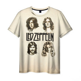 Мужская футболка 3D с принтом Led Zeppelin 1 в Петрозаводске, 100% полиэфир | прямой крой, круглый вырез горловины, длина до линии бедер | led zeppelin | лед зеппелин | роберт плант