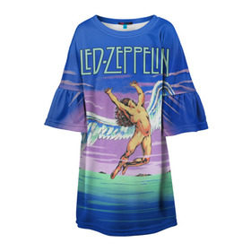 Детское платье 3D с принтом Led Zeppelin 2 в Петрозаводске, 100% полиэстер | прямой силуэт, чуть расширенный к низу. Круглая горловина, на рукавах — воланы | led zeppelin | лед зеппелин | роберт плант