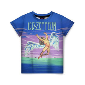Детская футболка 3D с принтом Led Zeppelin 2 в Петрозаводске, 100% гипоаллергенный полиэфир | прямой крой, круглый вырез горловины, длина до линии бедер, чуть спущенное плечо, ткань немного тянется | Тематика изображения на принте: led zeppelin | лед зеппелин | роберт плант