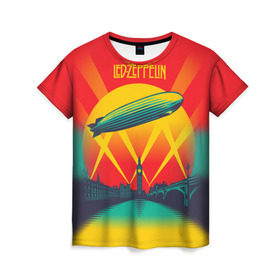 Женская футболка 3D с принтом Led Zeppelin 3 в Петрозаводске, 100% полиэфир ( синтетическое хлопкоподобное полотно) | прямой крой, круглый вырез горловины, длина до линии бедер | led zeppelin | лед зеппелин | роберт плант