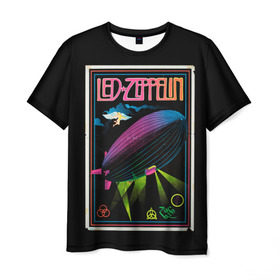Мужская футболка 3D с принтом Led Zeppelin 6 в Петрозаводске, 100% полиэфир | прямой крой, круглый вырез горловины, длина до линии бедер | led zeppelin | лед зеппелин | роберт плант