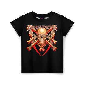 Детская футболка 3D с принтом Megadeth 1 в Петрозаводске, 100% гипоаллергенный полиэфир | прямой крой, круглый вырез горловины, длина до линии бедер, чуть спущенное плечо, ткань немного тянется | megadeth | дирк вербурен | дэвид эллефсон | дэйв мастейн | кико лоурейро | мегадэт