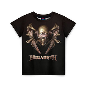 Детская футболка 3D с принтом Megadeth 3 в Петрозаводске, 100% гипоаллергенный полиэфир | прямой крой, круглый вырез горловины, длина до линии бедер, чуть спущенное плечо, ткань немного тянется | megadeth | дирк вербурен | дэвид эллефсон | дэйв мастейн | кико лоурейро | мегадэт