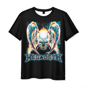 Мужская футболка 3D с принтом Megadeth 4 в Петрозаводске, 100% полиэфир | прямой крой, круглый вырез горловины, длина до линии бедер | megadeth | дирк вербурен | дэвид эллефсон | дэйв мастейн | кико лоурейро | мегадэт