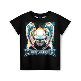 Детская футболка 3D с принтом Megadeth 4 в Петрозаводске, 100% гипоаллергенный полиэфир | прямой крой, круглый вырез горловины, длина до линии бедер, чуть спущенное плечо, ткань немного тянется | Тематика изображения на принте: megadeth | дирк вербурен | дэвид эллефсон | дэйв мастейн | кико лоурейро | мегадэт