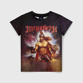 Детская футболка 3D с принтом Megadeth 6 в Петрозаводске, 100% гипоаллергенный полиэфир | прямой крой, круглый вырез горловины, длина до линии бедер, чуть спущенное плечо, ткань немного тянется | Тематика изображения на принте: megadeth | дирк вербурен | дэвид эллефсон | дэйв мастейн | кико лоурейро | мегадэт