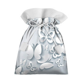 Подарочный 3D мешок с принтом Белоснежные бабочки в Петрозаводске, 100% полиэстер | Размер: 29*39 см | Тематика изображения на принте: бабочка | девушка | кружево. красота | нежность | полёт