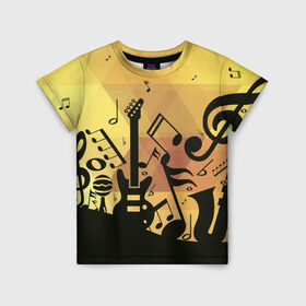 Детская футболка 3D с принтом Любовь к музыки в Петрозаводске, 100% гипоаллергенный полиэфир | прямой крой, круглый вырез горловины, длина до линии бедер, чуть спущенное плечо, ткань немного тянется | веселые | искусство | музыка | новинки | подарок | рок | юмор | яркие