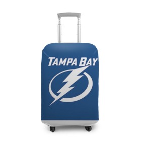 Чехол для чемодана 3D с принтом Tampa Bay Johnson в Петрозаводске, 86% полиэфир, 14% спандекс | двустороннее нанесение принта, прорези для ручек и колес | 9 | tampa bay lightning | tyler johnson | нхл | тайлер джонсон | тампа бэй лайтнинг | хоккей