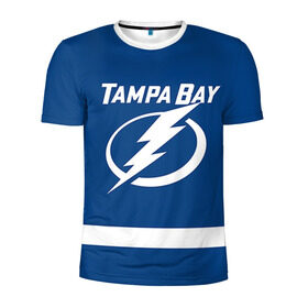 Мужская футболка 3D спортивная с принтом Tampa Bay Johnson в Петрозаводске, 100% полиэстер с улучшенными характеристиками | приталенный силуэт, круглая горловина, широкие плечи, сужается к линии бедра | 9 | tampa bay lightning | tyler johnson | нхл | тайлер джонсон | тампа бэй лайтнинг | хоккей