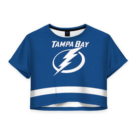 Женская футболка 3D укороченная с принтом Tampa Bay Stamkos в Петрозаводске, 100% полиэстер | круглая горловина, длина футболки до линии талии, рукава с отворотами | 91 | steven christopher stamkos | tampa bay lightning | нхл | стивен стэмкос | тампа бэй лайтнинг | хоккей