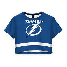 Женская футболка 3D укороченная с принтом Tampa Bay Killorn в Петрозаводске, 100% полиэстер | круглая горловина, длина футболки до линии талии, рукава с отворотами | 17 | alex killorn | tampa bay lightning | нхл | тампа бэй лайтнинг | хоккей