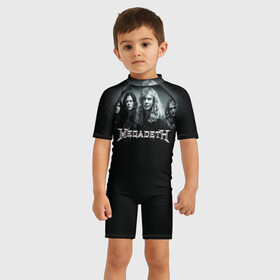 Детский купальный костюм 3D с принтом Megadeth  в Петрозаводске, Полиэстер 85%, Спандекс 15% | застежка на молнии на спине | dave | megadeth | metal | mustaine | rattlehead | rock | thrash | vic | дейв | мастейн | мегадет | метал | рок | треш