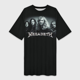 Платье-футболка 3D с принтом Megadeth в Петрозаводске,  |  | dave | megadeth | metal | mustaine | rattlehead | rock | thrash | vic | дейв | мастейн | мегадет | метал | рок | треш