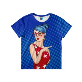 Детская футболка 3D с принтом Pop Art Girl в Петрозаводске, 100% гипоаллергенный полиэфир | прямой крой, круглый вырез горловины, длина до линии бедер, чуть спущенное плечо, ткань немного тянется | retro | арт | винтаж | девушка | искусство | поп | ретро