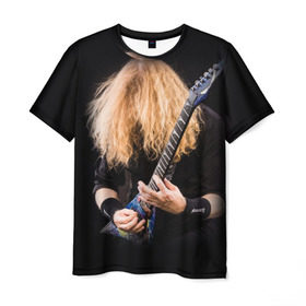Мужская футболка 3D с принтом Dave Mustaine в Петрозаводске, 100% полиэфир | прямой крой, круглый вырез горловины, длина до линии бедер | dave | megadeth | metal | mustaine | rattlehead | rock | thrash | vic | дейв | мастейн | мегадет | метал | рок | треш