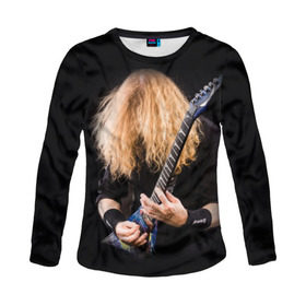 Женский лонгслив 3D с принтом Dave Mustaine в Петрозаводске, 100% полиэстер | длинные рукава, круглый вырез горловины, полуприлегающий силуэт | dave | megadeth | metal | mustaine | rattlehead | rock | thrash | vic | дейв | мастейн | мегадет | метал | рок | треш