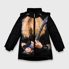 Зимняя куртка для девочек 3D с принтом Dave Mustaine в Петрозаводске, ткань верха — 100% полиэстер; подклад — 100% полиэстер, утеплитель — 100% полиэстер. | длина ниже бедра, удлиненная спинка, воротник стойка и отстегивающийся капюшон. Есть боковые карманы с листочкой на кнопках, утяжки по низу изделия и внутренний карман на молнии. 

Предусмотрены светоотражающий принт на спинке, радужный светоотражающий элемент на пуллере молнии и на резинке для утяжки. | dave | megadeth | metal | mustaine | rattlehead | rock | thrash | vic | дейв | мастейн | мегадет | метал | рок | треш