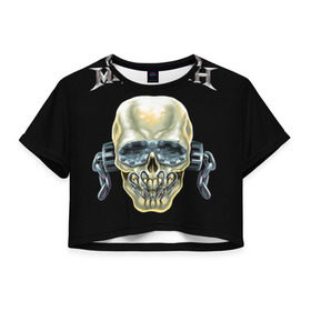 Женская футболка 3D укороченная с принтом Megadeth в Петрозаводске, 100% полиэстер | круглая горловина, длина футболки до линии талии, рукава с отворотами | dave | megadeth | metal | mustaine | rattlehead | rock | thrash | vic | дейв | мастейн | мегадет | метал | рок | треш