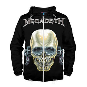 Мужская ветровка 3D с принтом Megadeth в Петрозаводске, 100% полиэстер | подол и капюшон оформлены резинкой с фиксаторами, два кармана без застежек по бокам, один потайной карман на груди | Тематика изображения на принте: dave | megadeth | metal | mustaine | rattlehead | rock | thrash | vic | дейв | мастейн | мегадет | метал | рок | треш