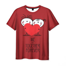 Мужская футболка 3D с принтом Мы вместе навсегда в Петрозаводске, 100% полиэфир | прямой крой, круглый вырез горловины, длина до линии бедер | 14 | boy | celebration | february | girl | heart | love | valentines day | we are together forever | девочка | день святого валентина | любовь | мальчик | мы вместе навсегда | праздник | сердце | февраль