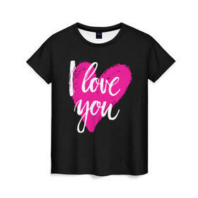 Женская футболка 3D с принтом Valentine`s Day, I Iove you в Петрозаводске, 100% полиэфир ( синтетическое хлопкоподобное полотно) | прямой крой, круглый вырез горловины, длина до линии бедер | 14 | february | heart | holiday | i love you | valentines day | день святого валентина | праздник | сердце | февраль | я люблю тебя
