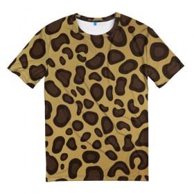 Мужская футболка 3D с принтом Пантера в Петрозаводске, 100% полиэфир | прямой крой, круглый вырез горловины, длина до линии бедер | леопард | пятна | текстура