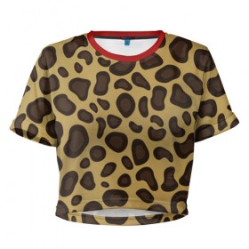 Женская футболка 3D укороченная с принтом Пантера в Петрозаводске, 100% полиэстер | круглая горловина, длина футболки до линии талии, рукава с отворотами | леопард | пятна | текстура