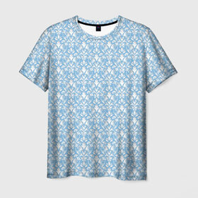 Мужская футболка 3D с принтом Царский орнамент в Петрозаводске, 100% полиэфир | прямой крой, круглый вырез горловины, длина до линии бедер | вязь | кружево | лазурь | орнамент | узор | цветы