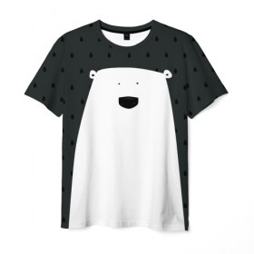 Мужская футболка 3D с принтом Дождевой медведь в Петрозаводске, 100% полиэфир | прямой крой, круглый вырез горловины, длина до линии бедер | bear | rain | дождь | медведь