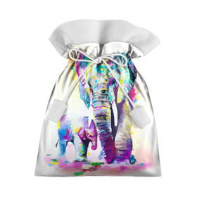 Подарочный 3D мешок с принтом Слоны в Петрозаводске, 100% полиэстер | Размер: 29*39 см | animal | art | bright | child | color | elephants | family | mother | rainbow | spectrum | животные | искусство | мама | радуга | ребенок | семья | слоны | спектр | цвета | яркие
