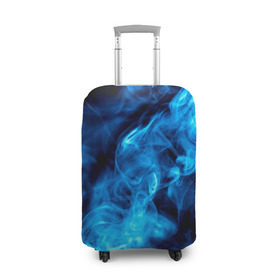 Чехол для чемодана 3D с принтом Smoke в Петрозаводске, 86% полиэфир, 14% спандекс | двустороннее нанесение принта, прорези для ручек и колес | дым | огонь | пламя | синий
