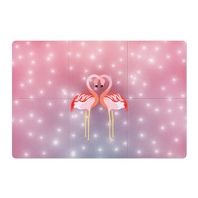 Магнитный плакат 3Х2 с принтом Влюбленные фламинго в Петрозаводске, Полимерный материал с магнитным слоем | 6 деталей размером 9*9 см | Тематика изображения на принте: 14 февраля | день всех влюбленных | любовь | птицы | фламинго