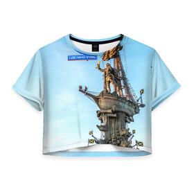 Женская футболка 3D укороченная с принтом сделано у нас в Петрозаводске, 100% полиэстер | круглая горловина, длина футболки до линии талии, рукава с отворотами | sdelanounas.ru | россия | сделано у нас