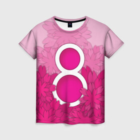 Женская футболка 3D с принтом 8 марта в Петрозаводске, 100% полиэфир ( синтетическое хлопкоподобное полотно) | прямой крой, круглый вырез горловины, длина до линии бедер | 8 марта | подарок бабушке | подарок жене | подарок маме | подарок на 8 марта