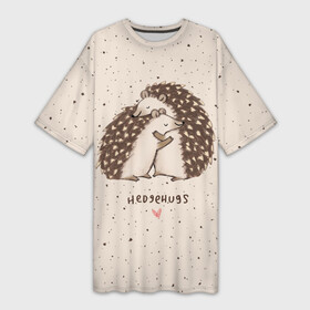 Платье-футболка 3D с принтом Влюбленные ежики в Петрозаводске,  |  | amour | animal | beast | happy | heart | hedgehog | life | love | амур | влюбленность | ежик | животное | жизнь | зверь | любовь | объятья | радость | сердце | счастье