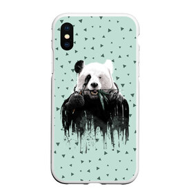 Чехол для iPhone XS Max матовый с принтом Панда-художник в Петрозаводске, Силикон | Область печати: задняя сторона чехла, без боковых панелей | Тематика изображения на принте: animal | art | artist | bear | beast | design | panda | style | арт | дизайн | животное | зверь | кисть | краски | медведь | панда | стиль | художник