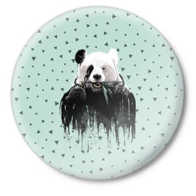 Значок с принтом Панда-художник в Петрозаводске,  металл | круглая форма, металлическая застежка в виде булавки | animal | art | artist | bear | beast | design | panda | style | арт | дизайн | животное | зверь | кисть | краски | медведь | панда | стиль | художник