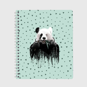 Тетрадь с принтом Панда-художник в Петрозаводске, 100% бумага | 48 листов, плотность листов — 60 г/м2, плотность картонной обложки — 250 г/м2. Листы скреплены сбоку удобной пружинной спиралью. Уголки страниц и обложки скругленные. Цвет линий — светло-серый
 | animal | art | artist | bear | beast | design | panda | style | арт | дизайн | животное | зверь | кисть | краски | медведь | панда | стиль | художник
