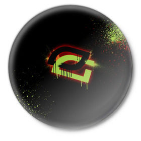 Значок с принтом cs:go - OpTic gaming (Black collection) в Петрозаводске,  металл | круглая форма, металлическая застежка в виде булавки | csgo | optic | ксго | оптик