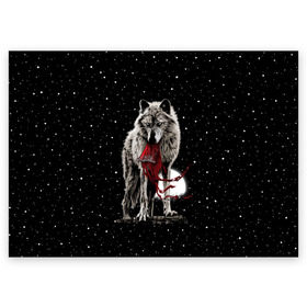 Поздравительная открытка с принтом Серый волк в Петрозаводске, 100% бумага | плотность бумаги 280 г/м2, матовая, на обратной стороне линовка и место для марки
 | angry | animal | beast | heaven | moon | night | rage | sky | star | wild | wolf | волк | дикий | животное | звезды | зверь | злость | красная шапочка | луна | небеса | небо | ночь | сказка | ярость