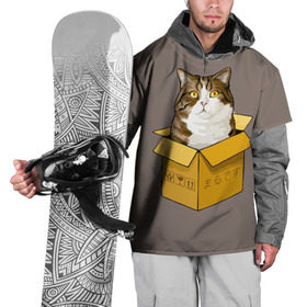 Накидка на куртку 3D с принтом Maru в Петрозаводске, 100% полиэстер |  | cat | maru | коробка | кот в коробке | кот мару | котейка | кошка | мару | прикол