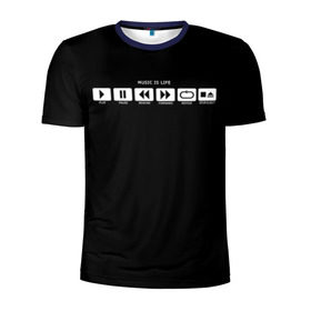 Мужская футболка 3D спортивная с принтом Music is Life в Петрозаводске, 100% полиэстер с улучшенными характеристиками | приталенный силуэт, круглая горловина, широкие плечи, сужается к линии бедра | rock | гитара | музыка | рок