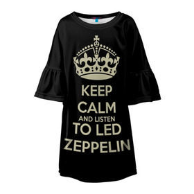 Детское платье 3D с принтом Led Zeppelin в Петрозаводске, 100% полиэстер | прямой силуэт, чуть расширенный к низу. Круглая горловина, на рукавах — воланы | led zeppelin