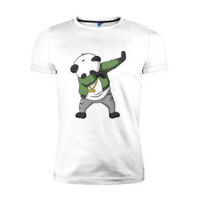 Мужская футболка премиум с принтом Panda dab в Петрозаводске, 92% хлопок, 8% лайкра | приталенный силуэт, круглый вырез ворота, длина до линии бедра, короткий рукав | dab | dab n dance | panda dab | панда