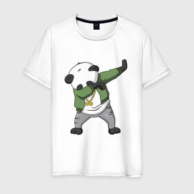 Мужская футболка хлопок с принтом Panda dab в Петрозаводске, 100% хлопок | прямой крой, круглый вырез горловины, длина до линии бедер, слегка спущенное плечо. | Тематика изображения на принте: dab | dab n dance | panda dab | панда