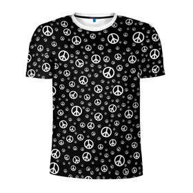 Мужская футболка 3D спортивная с принтом Peace Symbol в Петрозаводске, 100% полиэстер с улучшенными характеристиками | приталенный силуэт, круглая горловина, широкие плечи, сужается к линии бедра | love | peace | symbol | знак | любовь | мир | пацифик | пацифика | сигнал | символ | хиппи