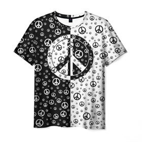 Мужская футболка 3D с принтом Peace Symbol в Петрозаводске, 100% полиэфир | прямой крой, круглый вырез горловины, длина до линии бедер | Тематика изображения на принте: love | peace | symbol | знак | любовь | мир | пацифик | пацифика | сигнал | символ | хиппи